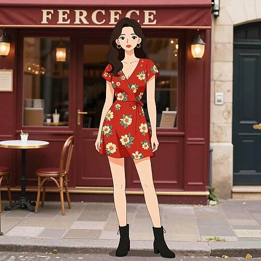 Vintage Woman at Montmartre Cafe