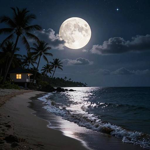 Mystical Nocturnal Beach Scene