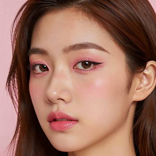 Detailed Close-Up of Young Woman's Makeup