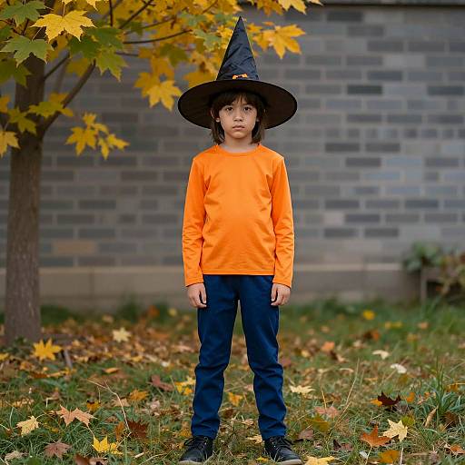 Autumn Costume: Young Witch in Blue Pants