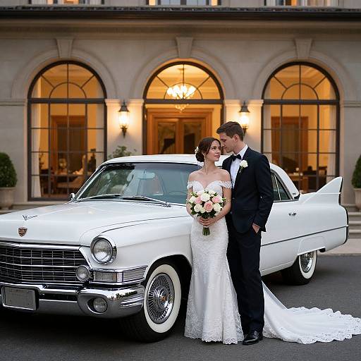 Vintage Cadillac Wedding Arrival