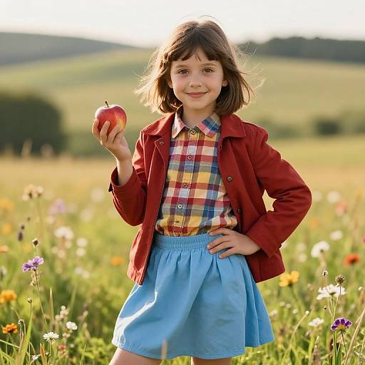 Playful Girl in Sunny Meadow