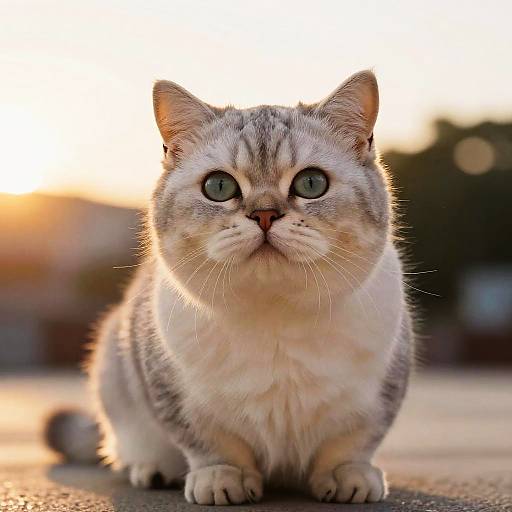 Detailed Fluffy Kitty at Sunset