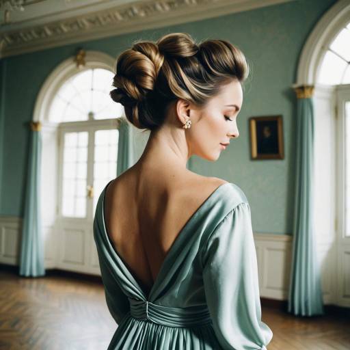Woman with Romantic Updo in Vintage Dress