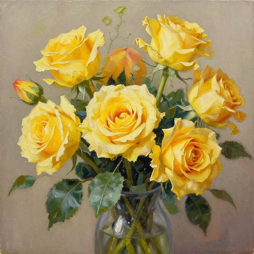 Yellow Roses and Peaches Oil Painting