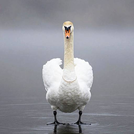 Graceful Swan by Misty Lake