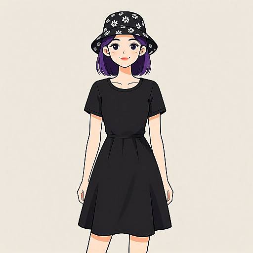 Smiling Woman in Minimalist Black Dress