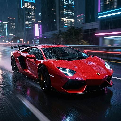 Red Cube Car Neon Cyberpunk Ride