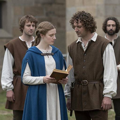 Medieval Woman with Wooden Book Scene