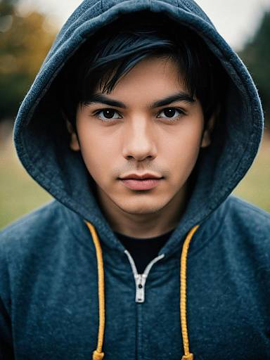 Boy in Hooded Costume Outdoors