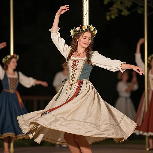 Medieval Maiden Dancing at Maypole