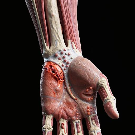 Hyper-Realistic Degloved Hand Injury Illustration