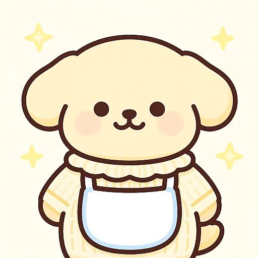 Chibi Cheerful Puppy Baker in Pastels