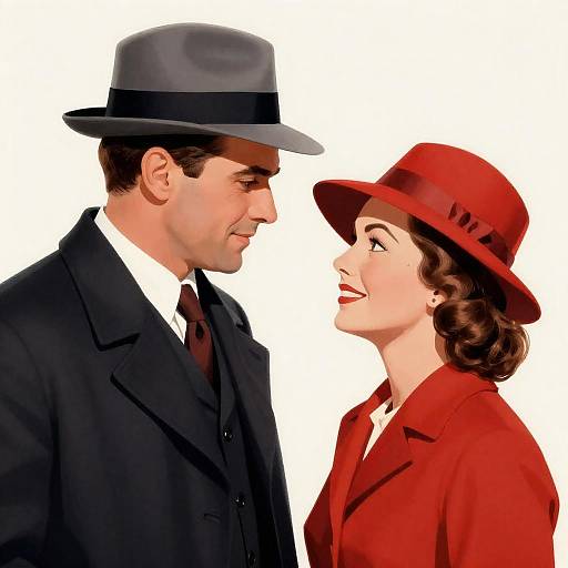 Vintage Movie Poster: Red and Gray Romance