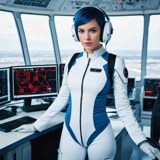 Futuristic Pilot in a High-Tech Lab