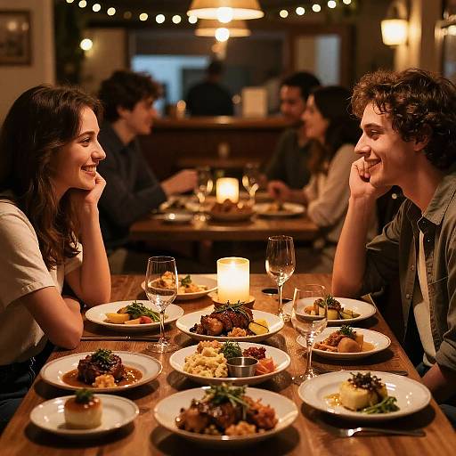 Cozy European Bar Scene with Joyful Couple
