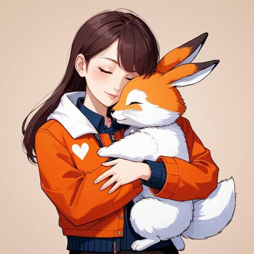 Girl Hugging Cute Fox Plush