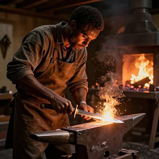 Golden-Hour Blacksmith Crafting Blade