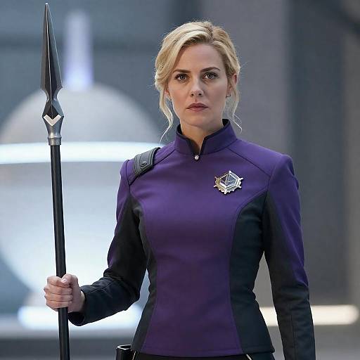 Futuristic Warrior in Industrial Setting