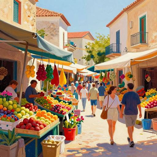 Mediterranean Village Market Scene