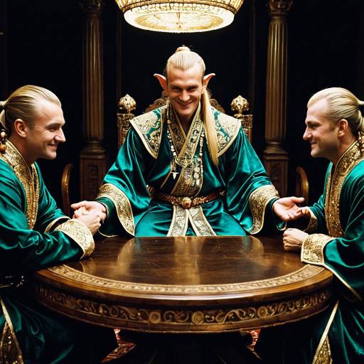 Elven Marquis in Silk Robes at Round Table