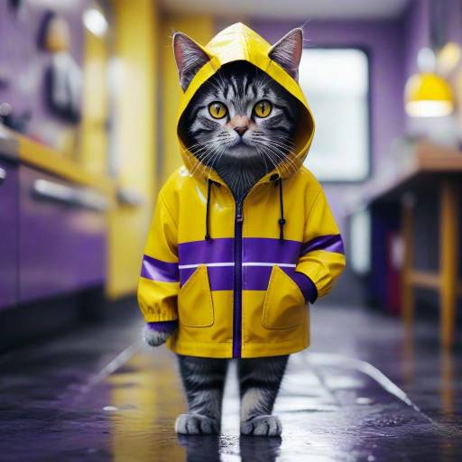 Whimsical Cat in a Yellow Raincoat