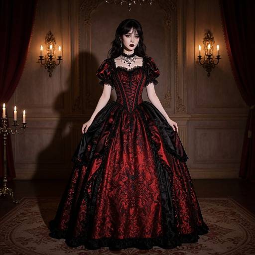 Elegant Gothic Ball Gown Scene