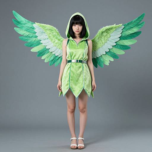 Green Angel Costume with Wings