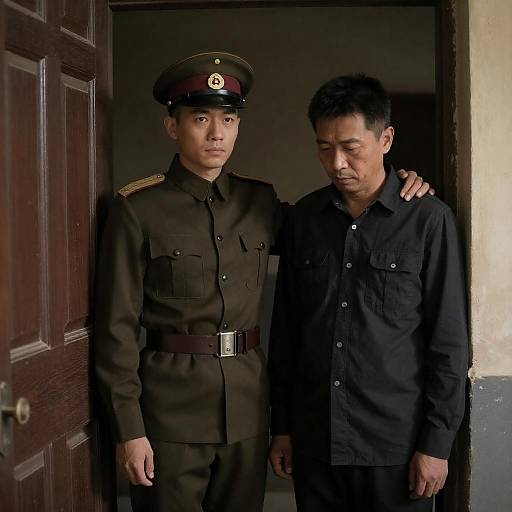 Somber Encounter at the Doorway