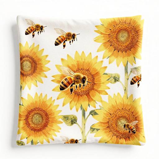 Fabric-Style Honeybees and Sunflowers