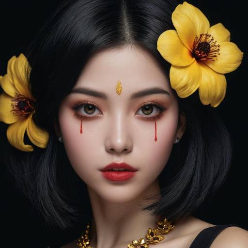 Realistic Portrait of a Girl with Flowers