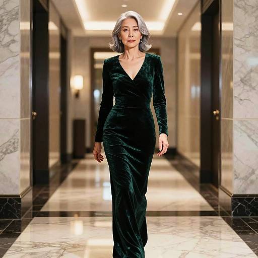 Elegant Middle-Aged Woman in Luxury Hotel