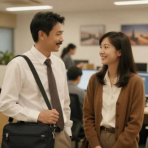 Smiling Colleagues in Warm Office Light