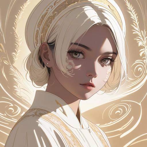 Intricate Anime Portrait with Burgundy Waves