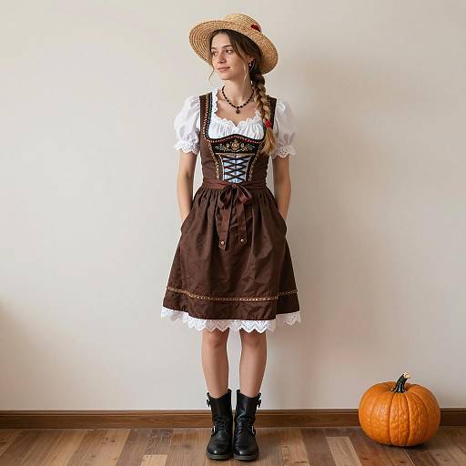 Young Woman in Traditional Bavarian Dirndl