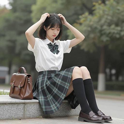 Lively Asian Girl in Outdoor Setting