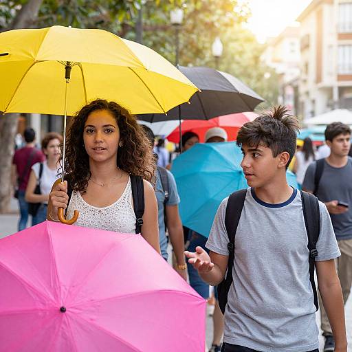Colorful Urban Umbrella Scene