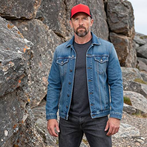 Rugged Man in Rocky Outdoor Style