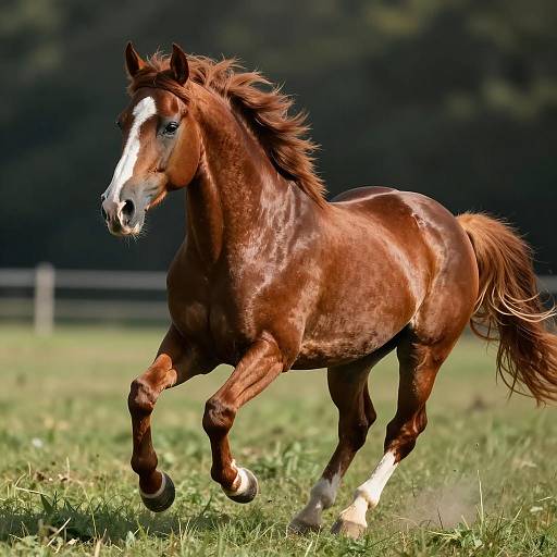 Galloping Chestnut Horse in Motion