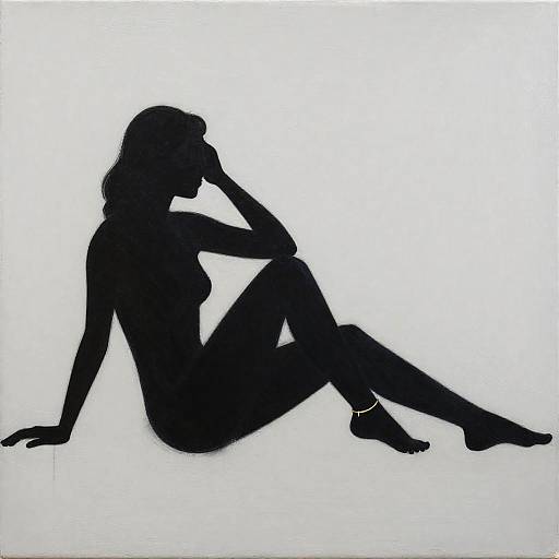 Minimalist Silhouette of Reclining Woman with Gold Anklet