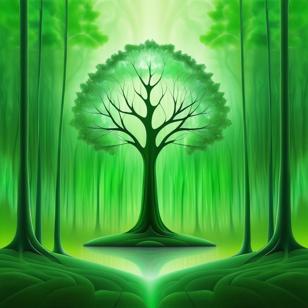 Tranquil Tree in Serene Abstract Forest