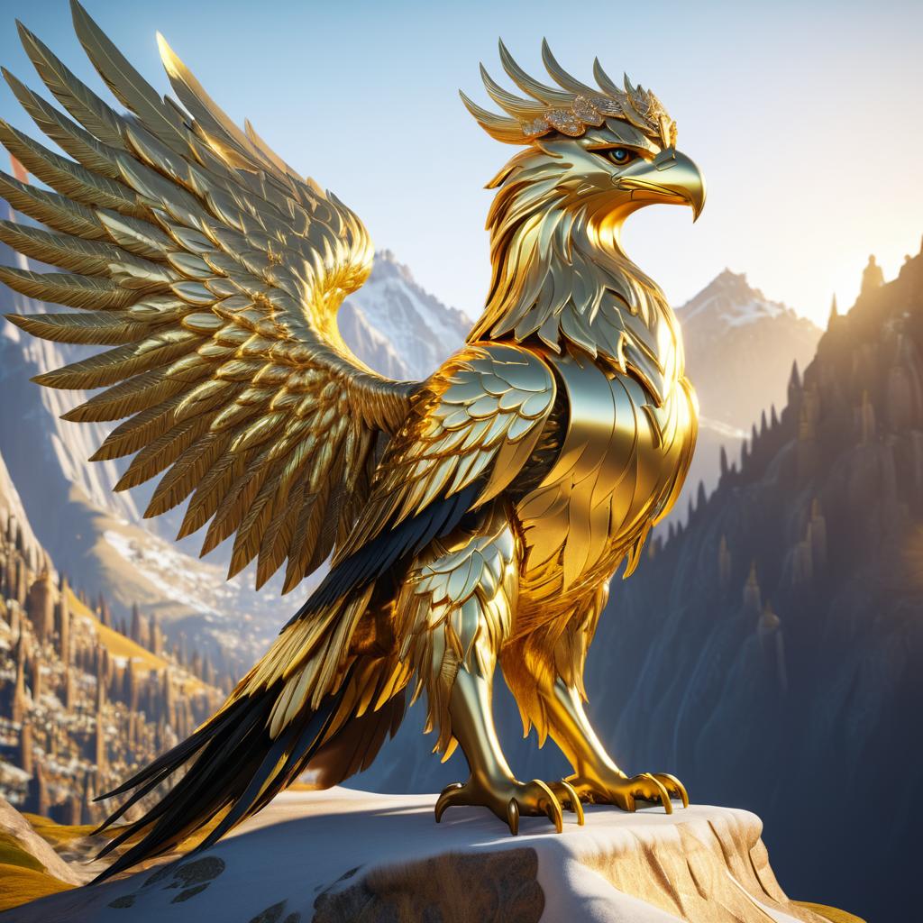 Majestic Griffin at Sunlit Mountain Peak