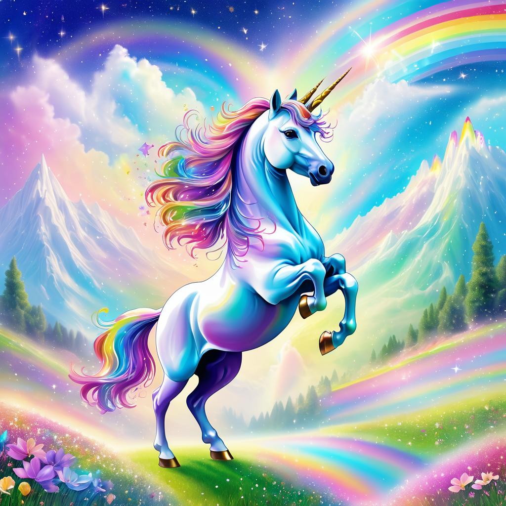 Joyful Unicorn in Enchanted Valley