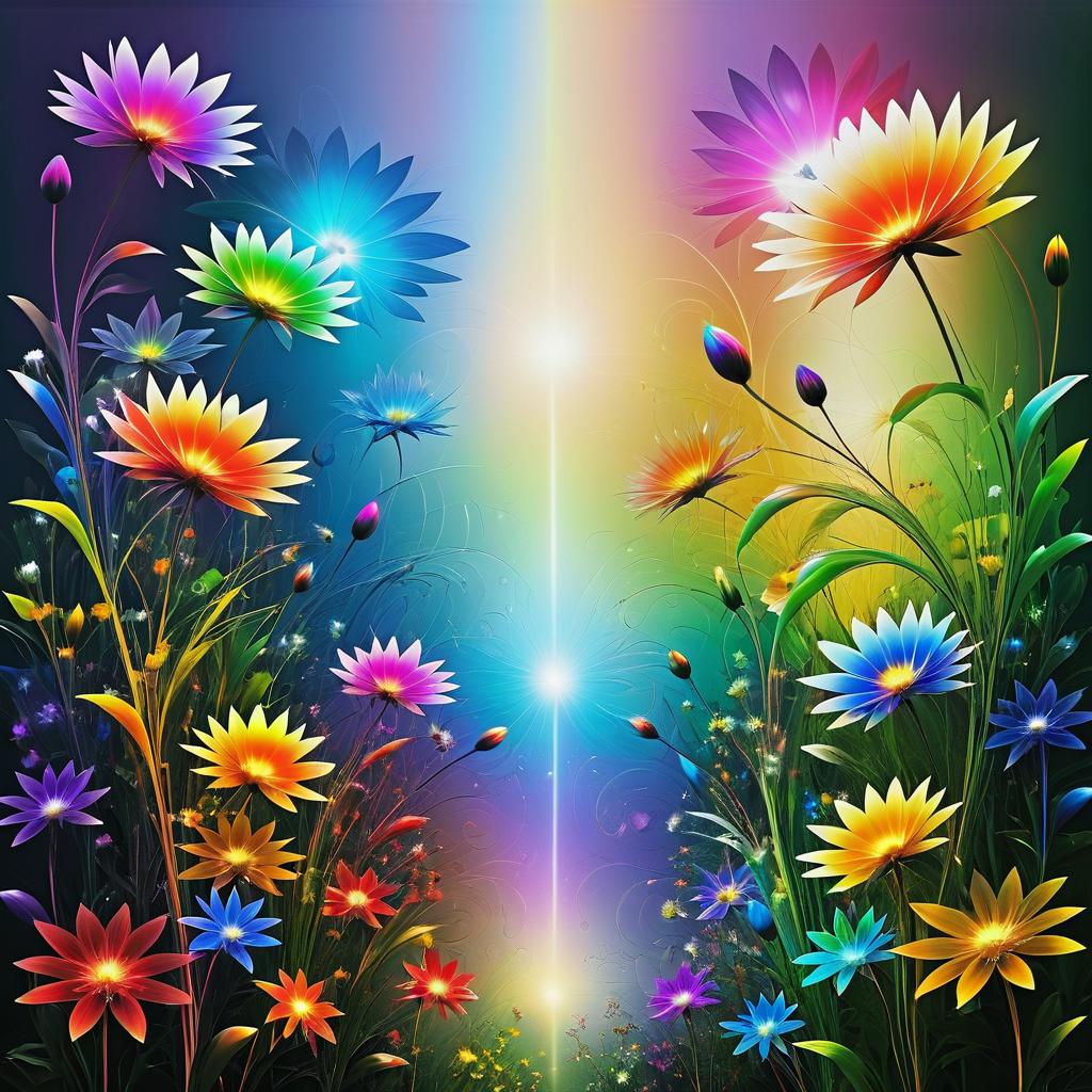 Mystical Rainbow Fractal Flower Garden Art