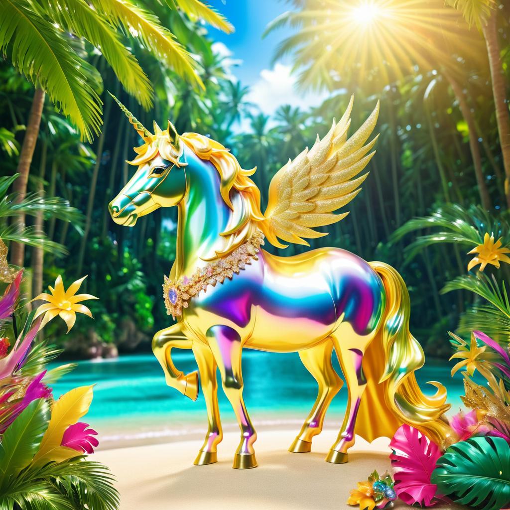 Ethereal Unicorn in Tropical Paradise