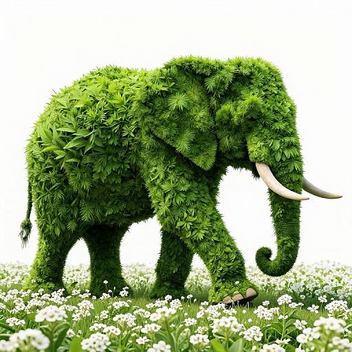 Colossal Foliage Elephant in Blossom Field