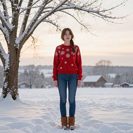 Woman in Cozy Winter Sweater