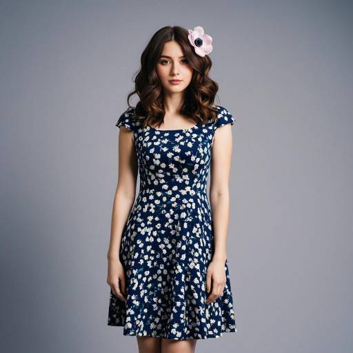 Young Woman in Floral Dress with Flower Hair Accessory