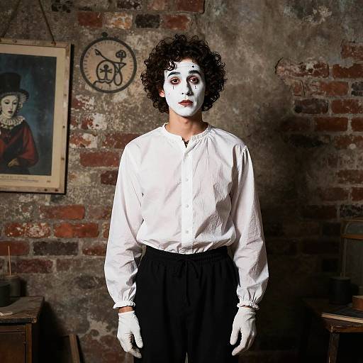 Quiet Mime Apprentice in Rustic Studio