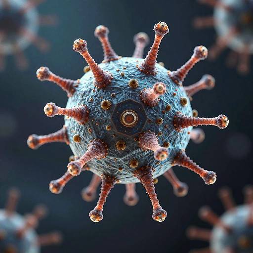 Geometric Steampunk Bacteriophage Art